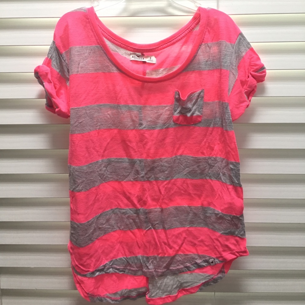 Pink and grey striped tee